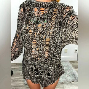 NWT Grunge Marled Open Stitch Sweater